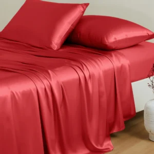 19 Momme Red Silk Sheet Set