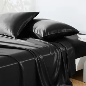 19 Momme Black Silk Sheet Set