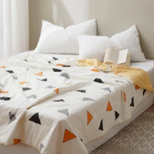 Summer Washable Silk Cooling Blanket with Geometry
