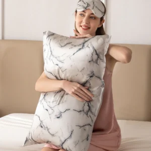 19 Momme Marble Silk Pillowcase With Eye Mask Set