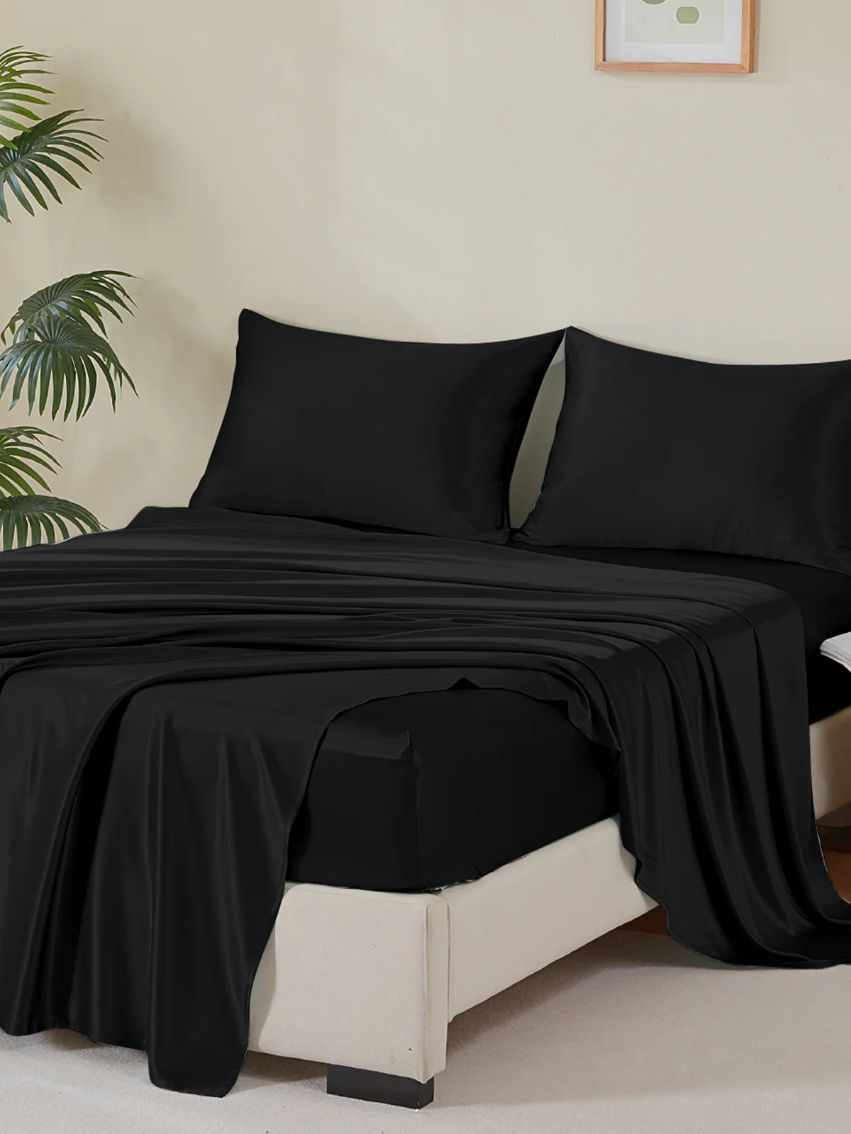 25 Momme Black Silk Bed Sheet Set