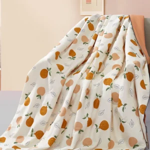 Summer Washable Silk Blanket with Orange Pattern