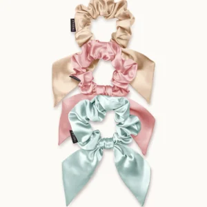 Midi Silk Bow Hair Scrunchies Set (3 Pack )