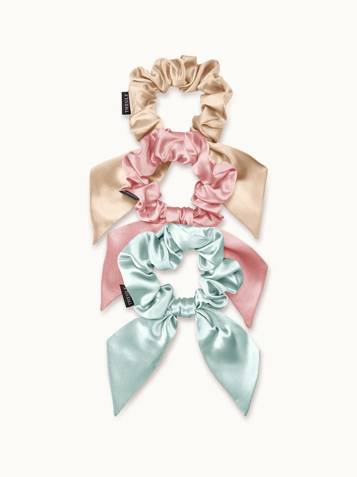 Midi Silk Bow Hair Scrunchies Set (3 Pack )