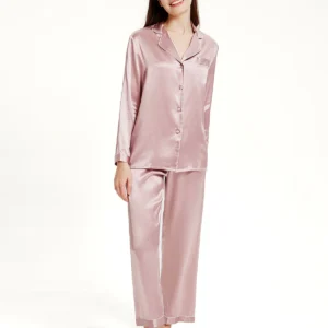 19 Momme V Neck Long Classic Silk Pajamas Set